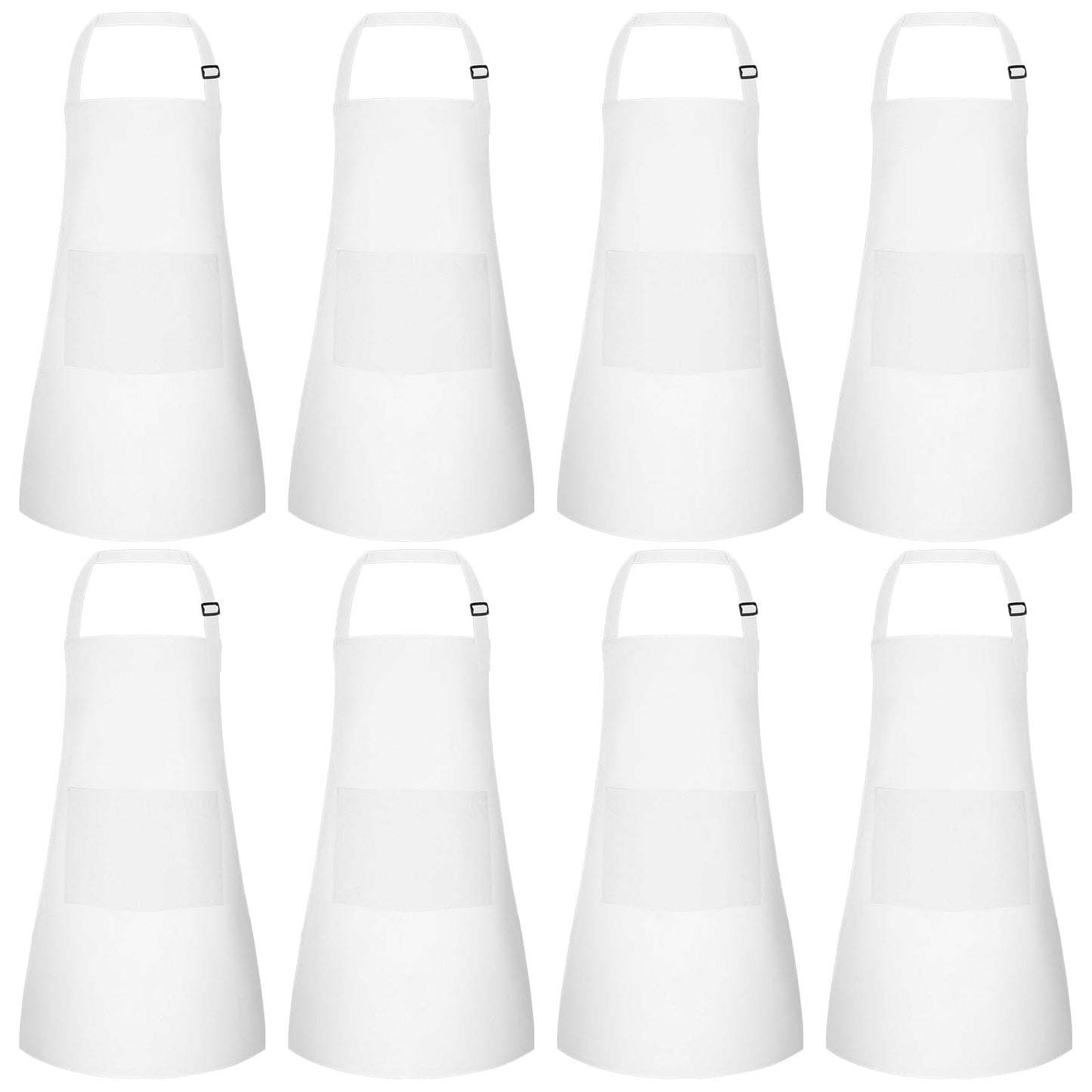 Morcheiong 8 Pack Adjustable Kids Apron Bulk with 2 Pockets Toddler Apron Kids Painting Aprons for Cooking Baking Painting Boys Girls (White)