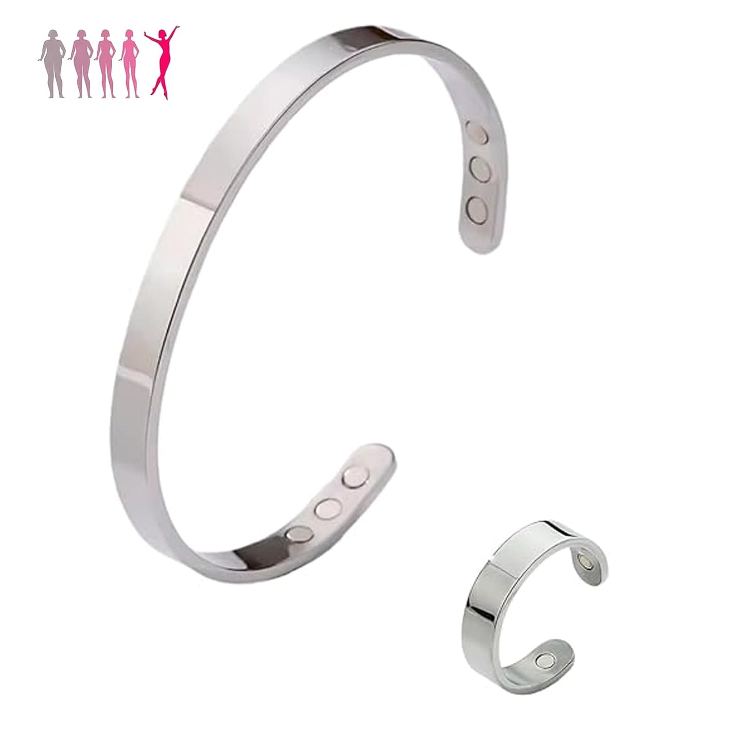 TiFluFlue Kalm Bracelet Ring Set for Women (Silver)