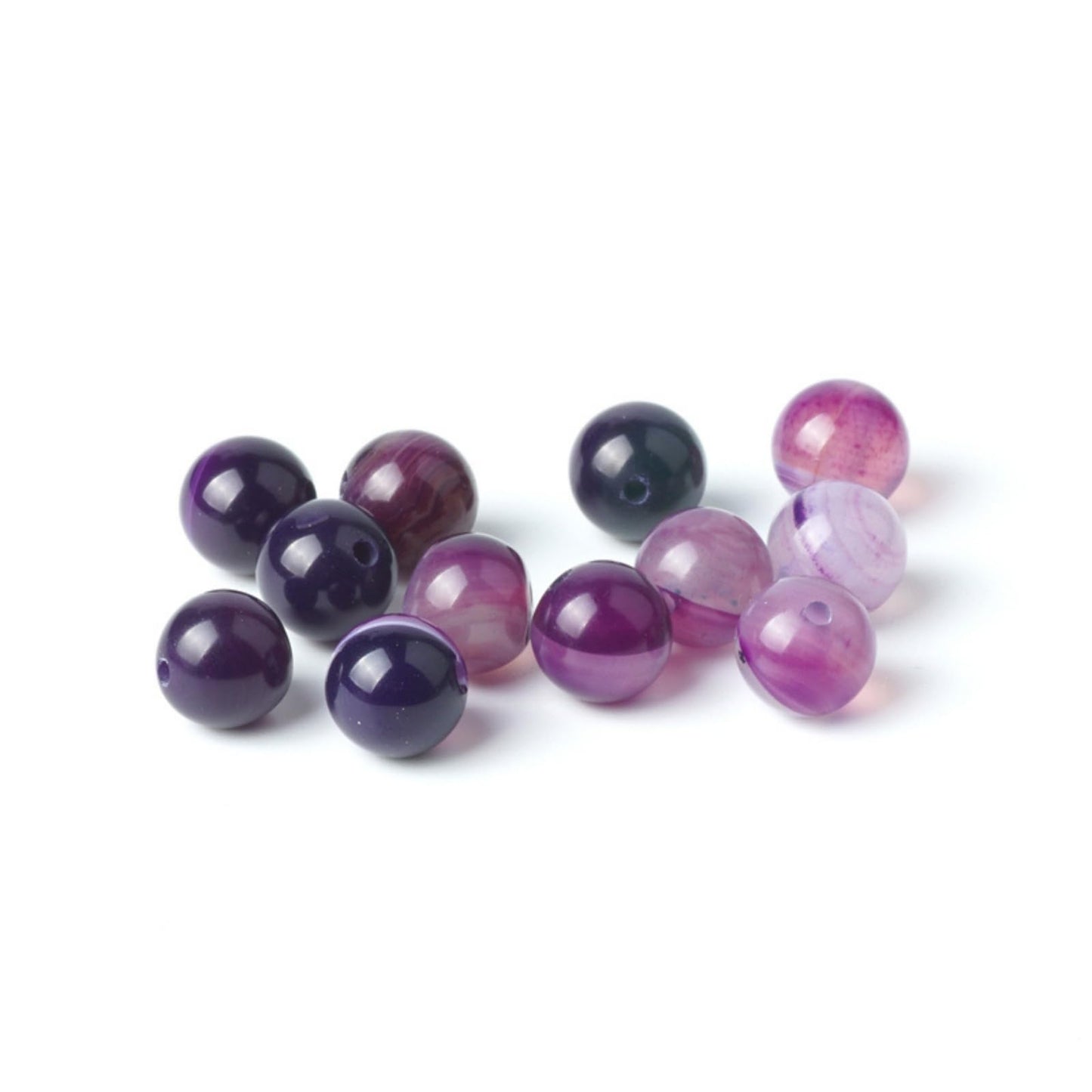 100Pcs Natural Stone 6mm Purple Striped Agate Round Loose Gemstone Energy Healing Beads Hole Size 1mm DIY Smooth Beads for Bracelet Necklace Earrings Jewelry Making