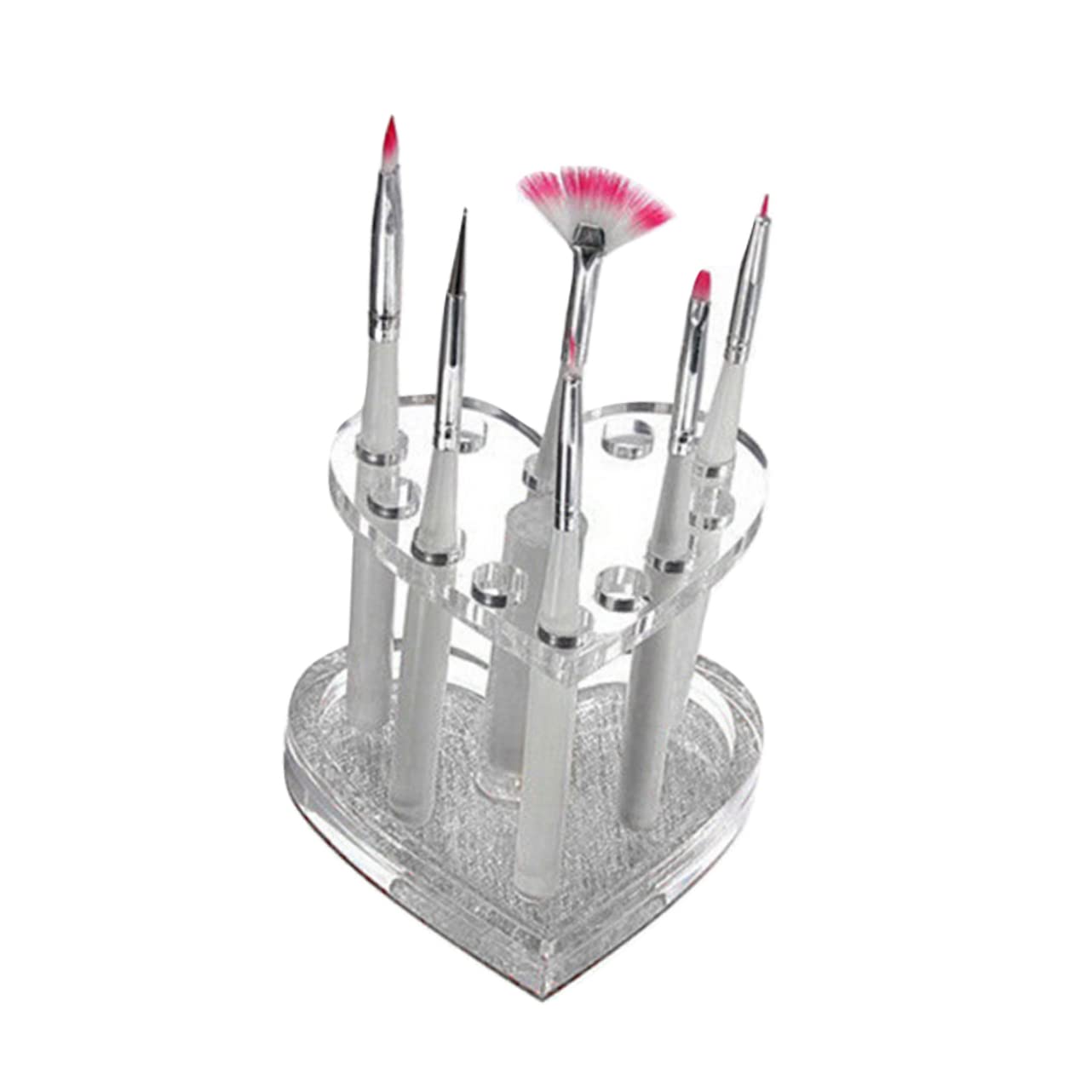 Healeved Heart-Shaped Nail Art Pen Holder Transparent Acrylic Gel Brush Stand Organizer Uv Gel Polish Pen Rest 3.42X3.34X2.40In for Manicure Tools