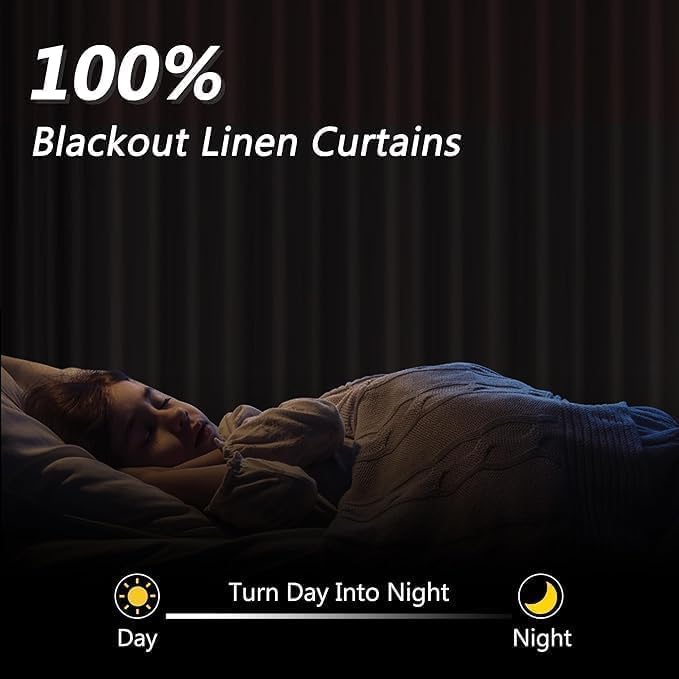 Guken Boho 100% Blackout Curtains 126 Inches Extra Long for Bedroom Black Out Curtain for Living Room Thermal Insulated Noise Reducing Country Window with Back Tab Rod Pocket, 52x126