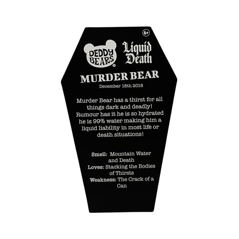 Deddy Bears X Liquid Death Murder Bear | Plush Toy Bear | Horror | 12 Inch Collectible Teddy Bear in Coffin