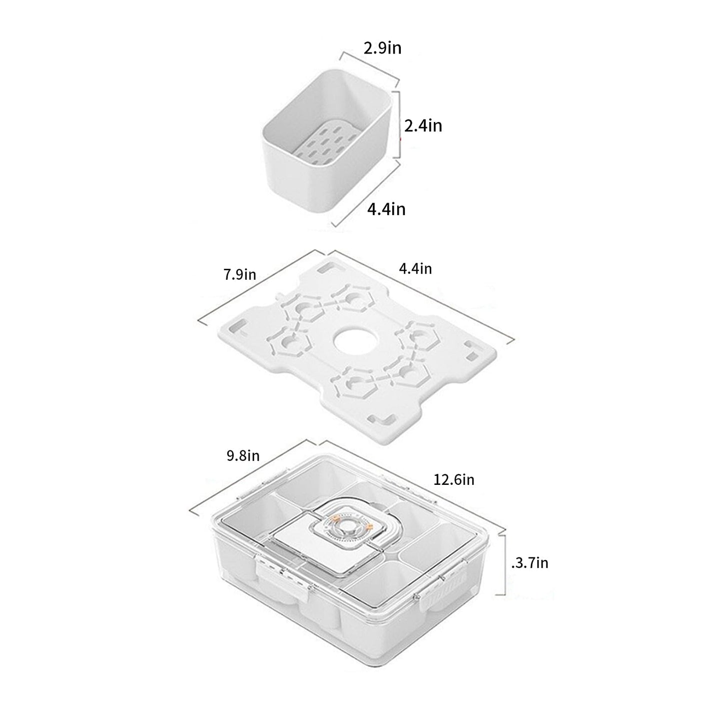 Bivpreom Snackle Box Container With Ice Pack，Chilled Serving Tray，Snackle Box With Ice Pack & Lid & 8 Compartments