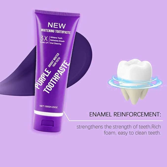 2025 New Whitening Purple Toothpaste,3X White Brilliance Toothpaste, Fluoride-Free Teeth Whitening,Tooth Stain Removal Colour Corrector (1)