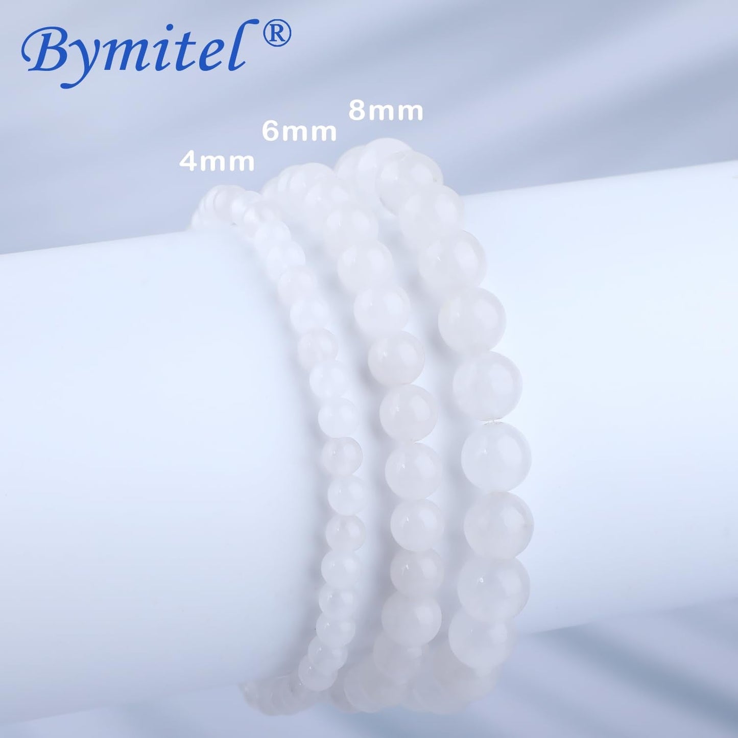 Bymitel 4mm White Jade - Handmade Reiki Gemstone Stretch Bracelet, Natural Beauty & Spiritual Essence, Crystal Healing for Unisex Adults