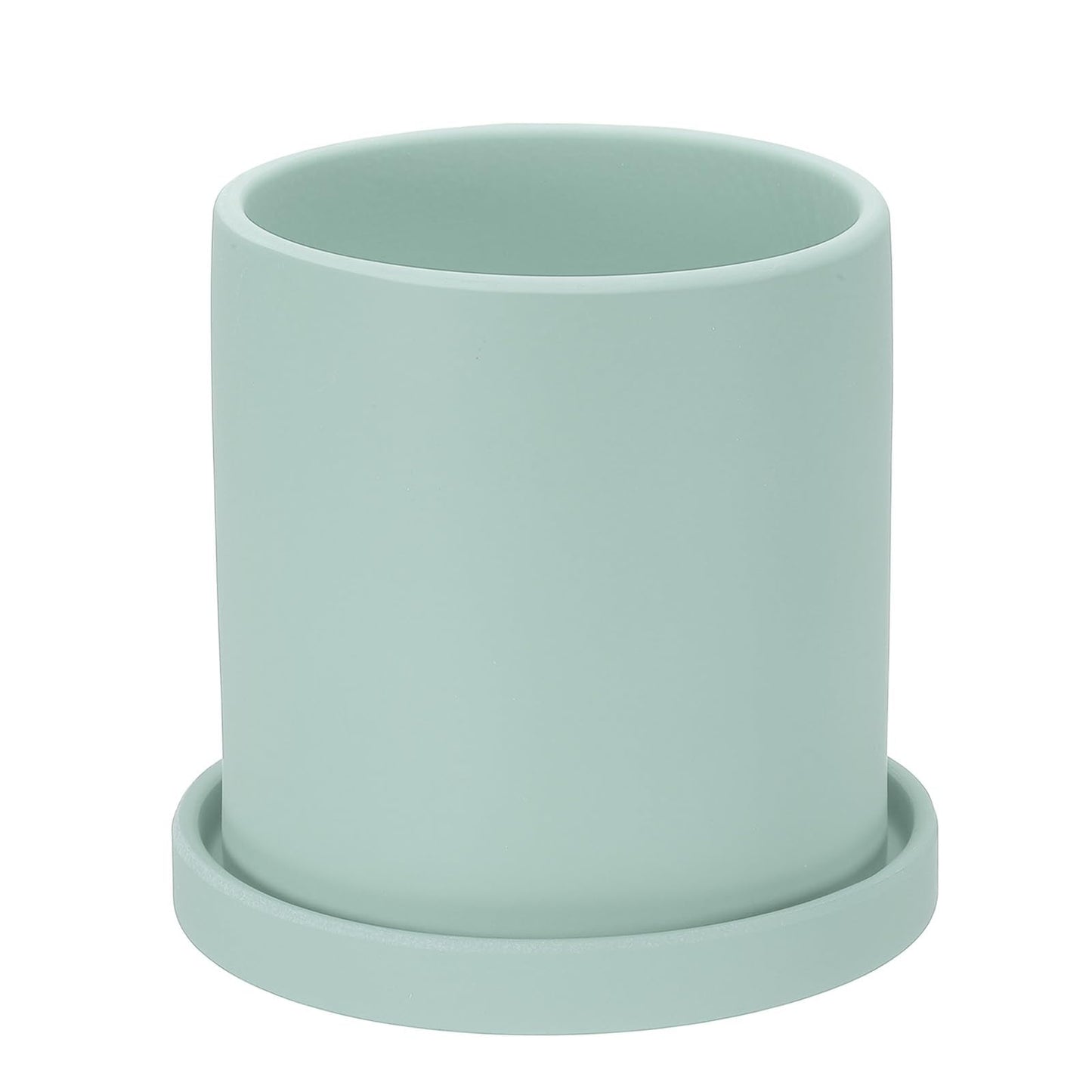 PATIKIL 5 Inch Ceramic Plant Pots, Modern Flower Planters with Drainage Holes and Tray for Decorate Home Indoor Plants Succulent Herb, Blue