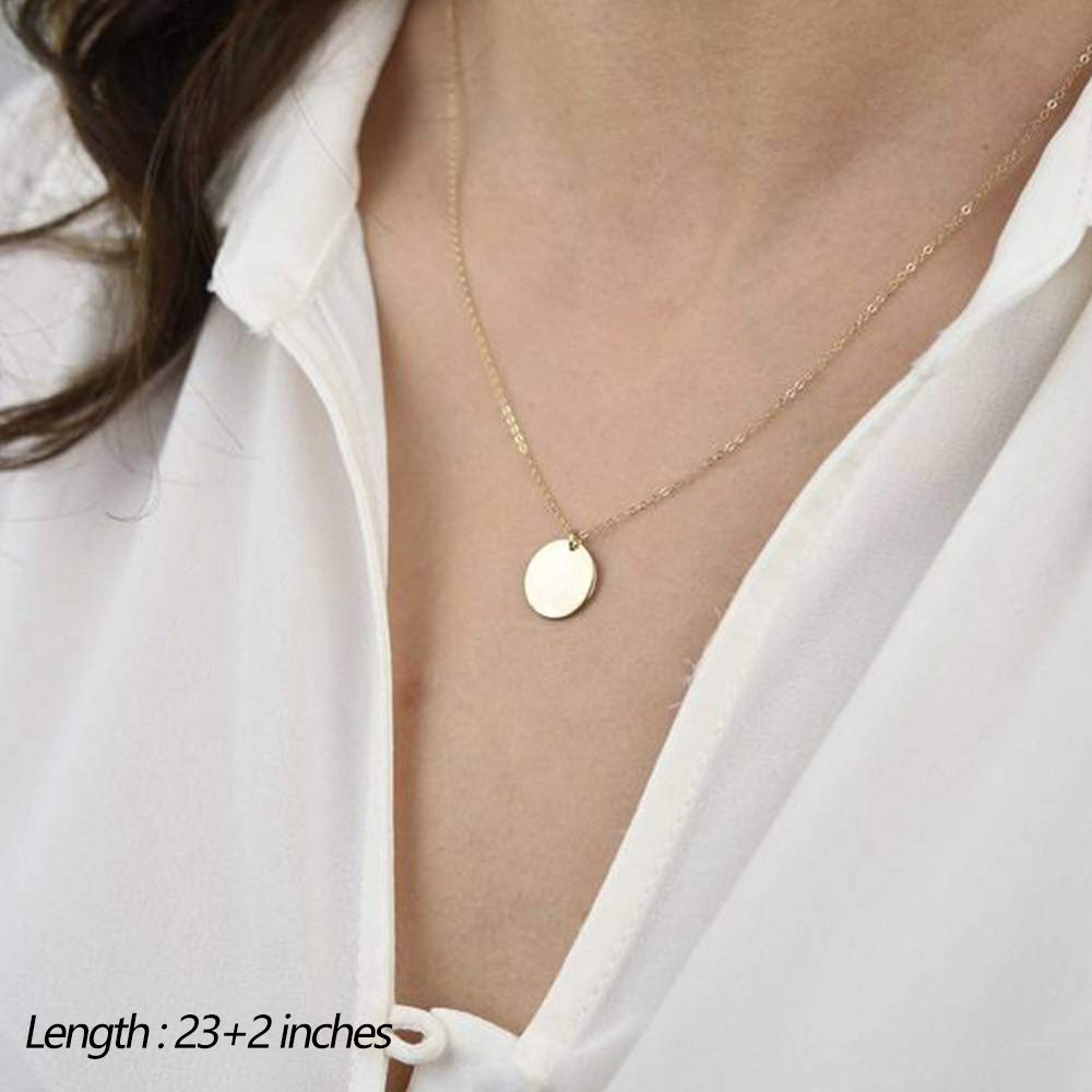 Turandoss Minimalism Layered Chain Bar Disc Necklace Delicate Handmade Choker Necklaces for Women