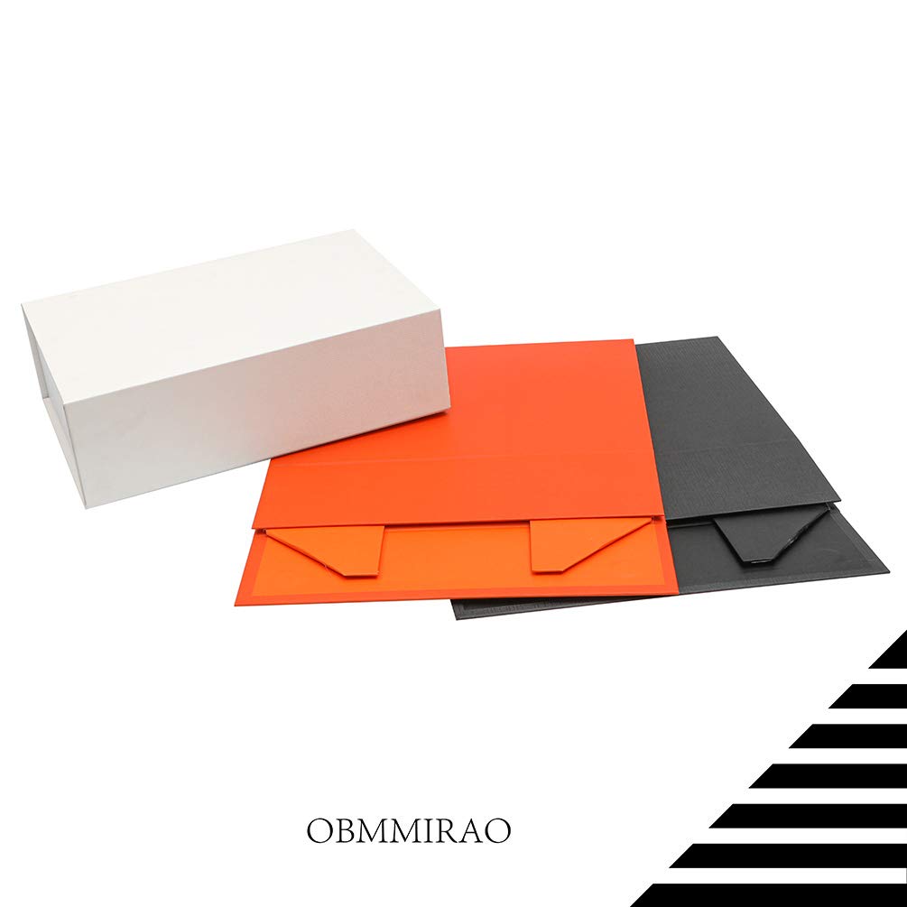 OBMMIRAO Upgrade 1PCS 13x9x4 Inch White Hard Large Gift Box with Lid, Foldable Magnetic Gift Boxes,Groomsman Box bridesmaid proposal box, Reusable Gift Boxes for Clothes