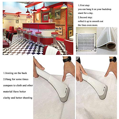 8x6ft Classic Dining Background Fast Food Soda Shop 50s Resumed Catering Meal Time Background Photography Banner Picture Child Birthday Shower Backdrop Decor BJME004 - size: 8x6ft
