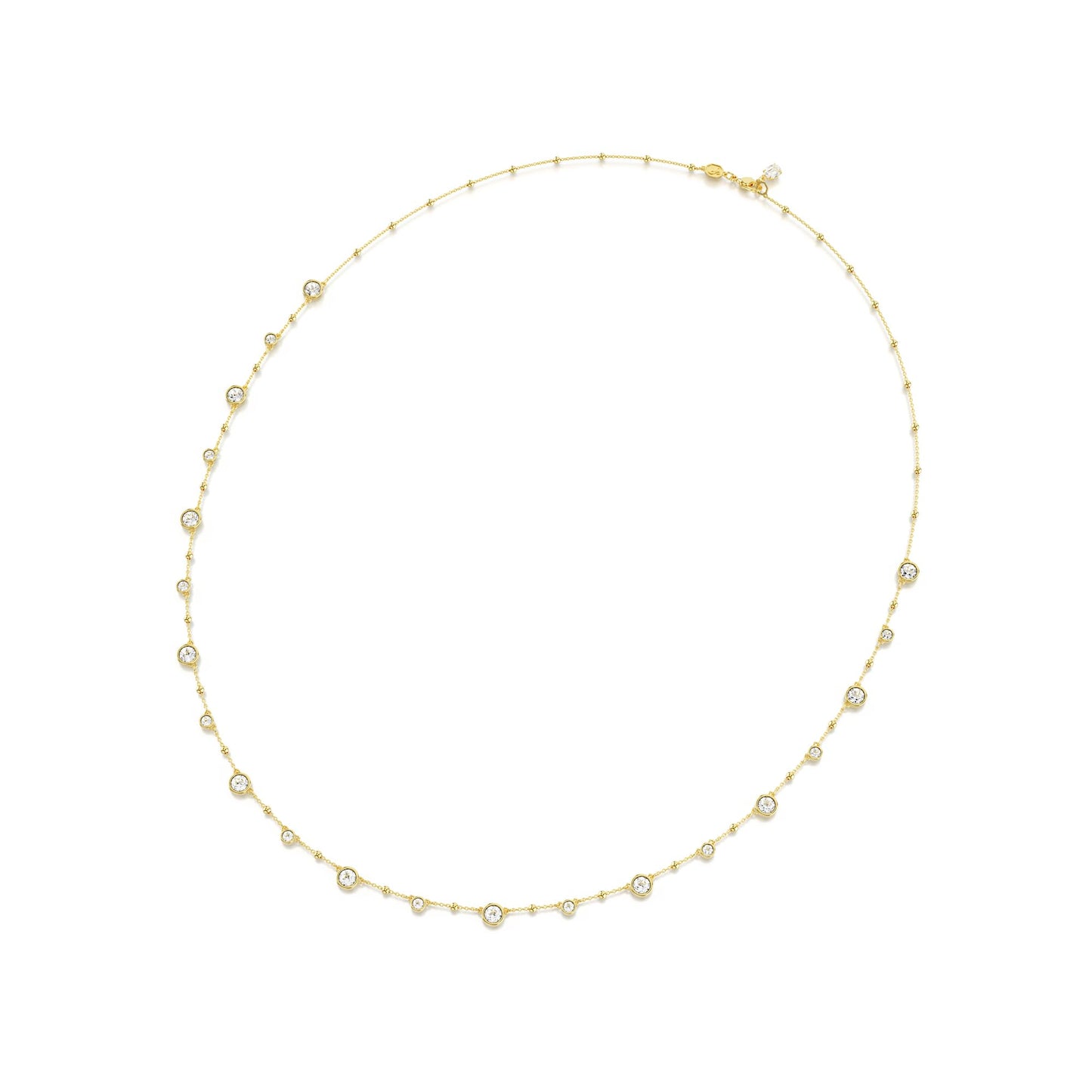 Swarovski Imber Strandage Necklace, Clear Round-Cut Crystals and Shiny Metal Droplets in a Gold-Tone Finished Setting, Part of the Imber Collection