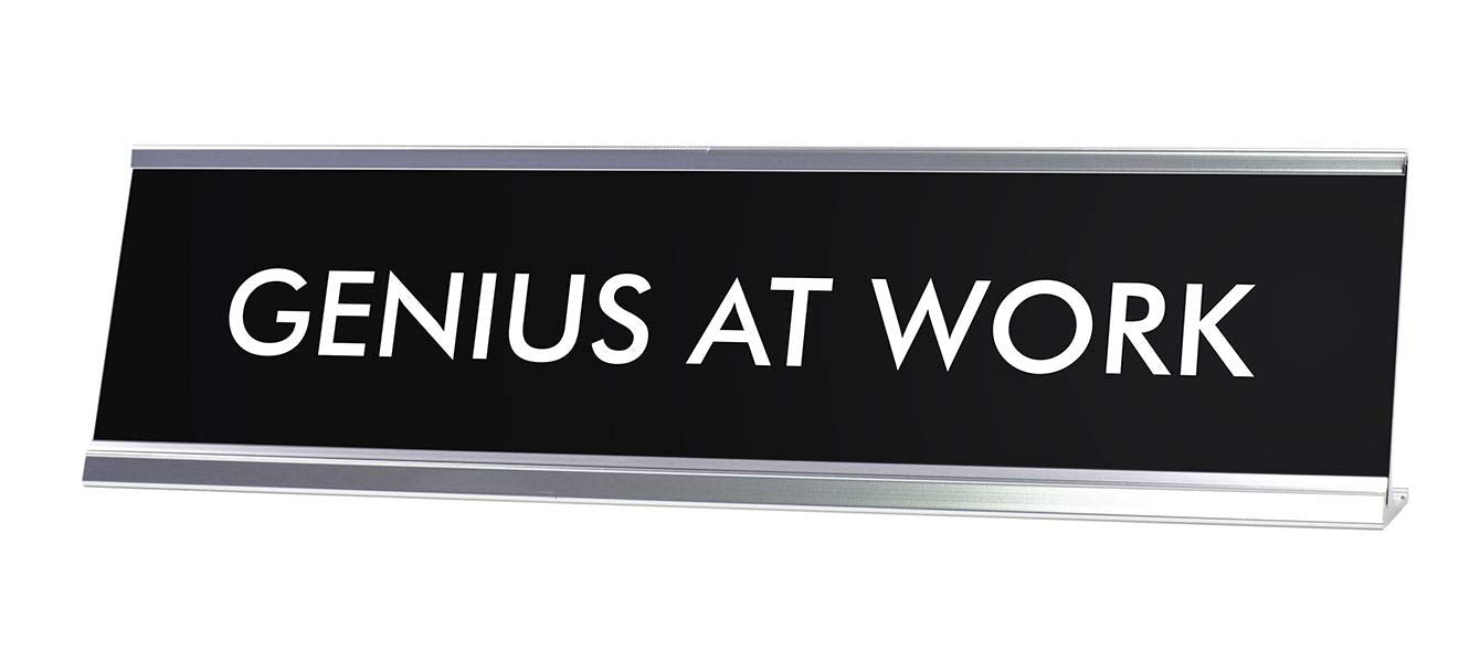 Signs ByLITA GENIUS AT WORK Novelty Desk Sign