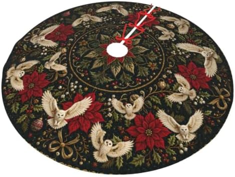 Christmas owl Christmas Tree Skirt Xmas Tree Skirt, Winter Christmas Tree Mat for Home Party Holiday Indoor Outdoor Decorations