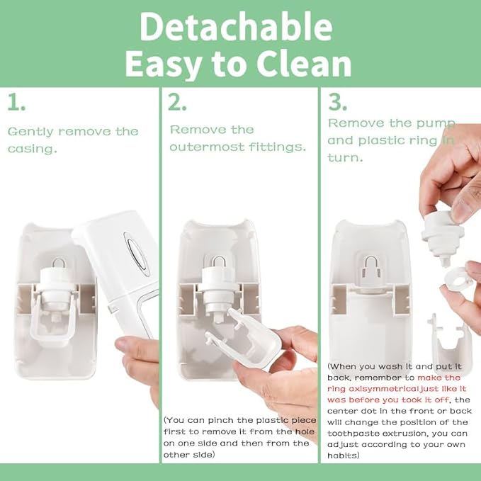 Toothbrush Holder and Toothpaste Dispenser Set, Automatic Toothpaste Squeezer Dispenser, Dispenser Toothpaste Squeezer Kit, Wall Mounted Bathroom Accessories (White)