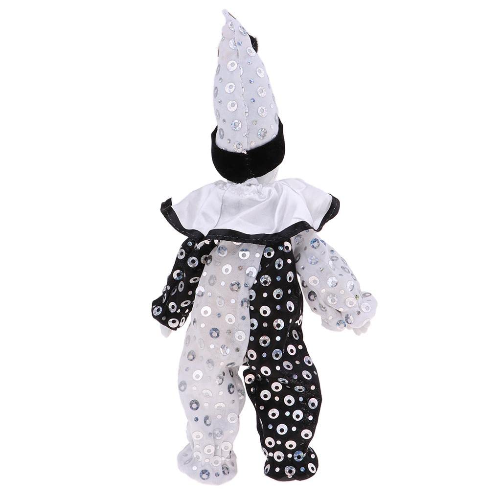 DYNWAVE 9inch Clown Doll - can Sitting & Standing, Hand Painted Harlequin Doll Display Decoration,Valentin Gift