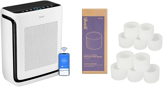 LEVOIT Air Purifier 1800 Ft2 with Washable Filters and Humidifier Replacement Filters 10 Count