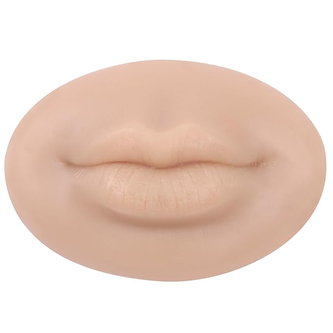 3D Silicone Fake Lips Large with Lipstick for Makeup Tattoo Practice Realistic Artificial Lip Mannequin for Beginners Artists (Charming Smiling Lip,Natural)