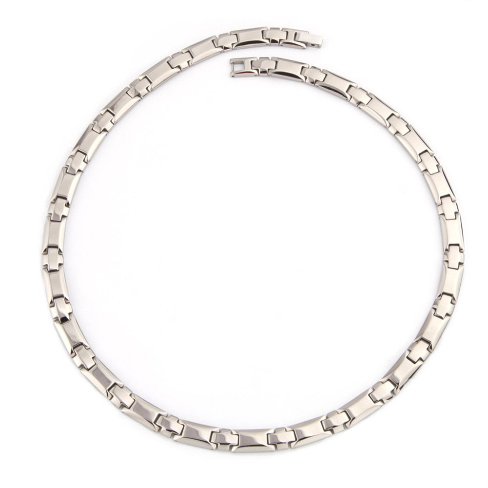 38® Titanium Magnetic Field for Pain Cross Necklace for Men Large Width Germanium Field Therapy (20(in), Silver)