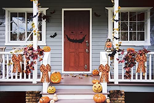 Buffalo Plaid & Burlap Halloween Bows - Spider Wreath Toppers for Indoors & Outdoors