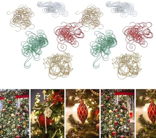 Omabeta 100Pcs Xmas Hooks Iron Wire Decorative Ornament Hooks for Hanging Holiday Decorations in Your Home (2)