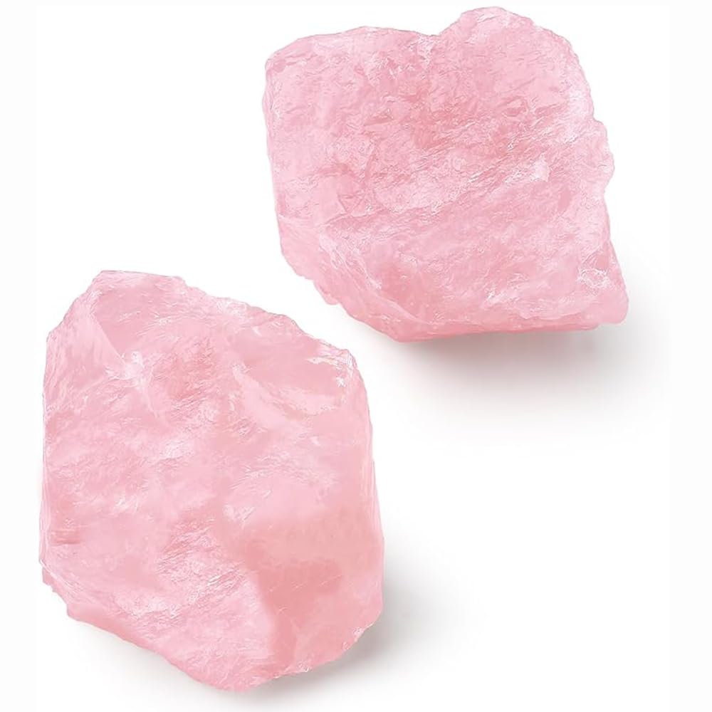 2PCS Natural Raw Stone Healing Crystals Bulk, Gemstones for Reiki, Meditation, Home Decor, Garden Fountain Rocks (Rose Quartz)