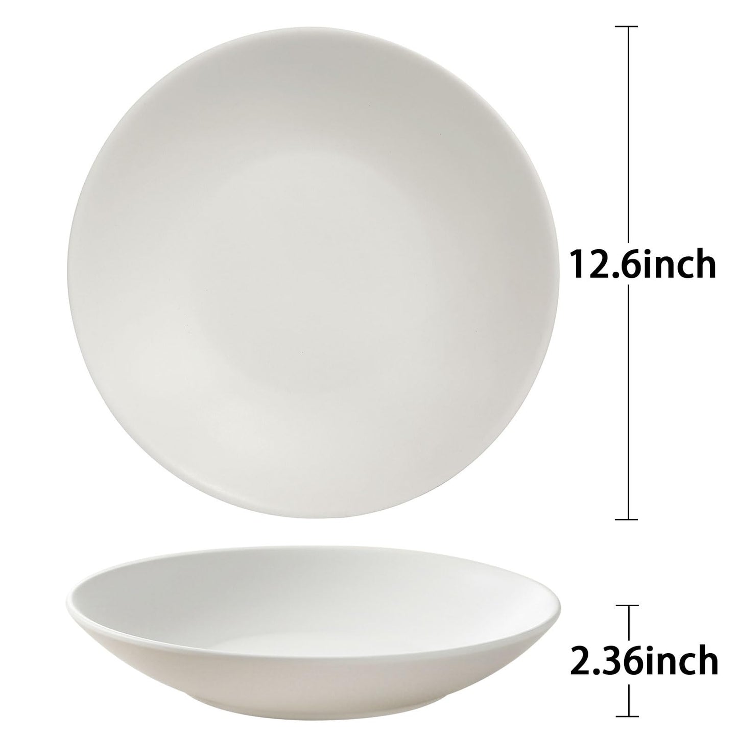 hjn White Ceramic Vase Bowl Decorative Planter - Minimalist Tabletop Vase for Dried Flowers, Succulents & Home Decor Accents -Shallow Plate-12.5''dx2.3''h