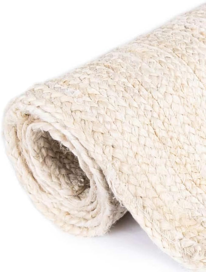 Handwoven Natural Jute Table Runner – Rustic Farmhouse Style, Natural Burlap Look – Eco-Friendly Table Decor for Dining Table, Weddings & Events,Size-14 x 72 Inches-White