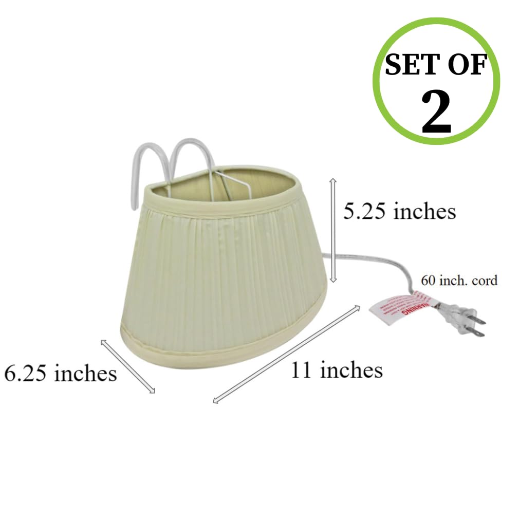 Evelots Bed Headboard Reading Lamp Book Light (2Pack) Soft Fabric Shade-Easy ON/OFF Pull Cord