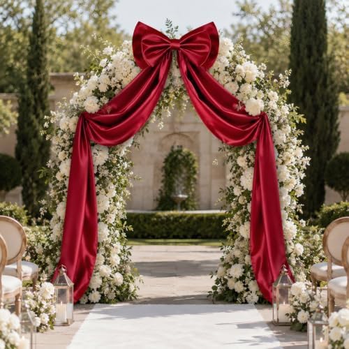 Dreamtop Giant Bow Decor, 19x75 Inch Christmas Tree Bow Topper Decoration for Christmas Tree for Home Wreath Wall Backdrop Birthday Wedding Party Decorations (Red)