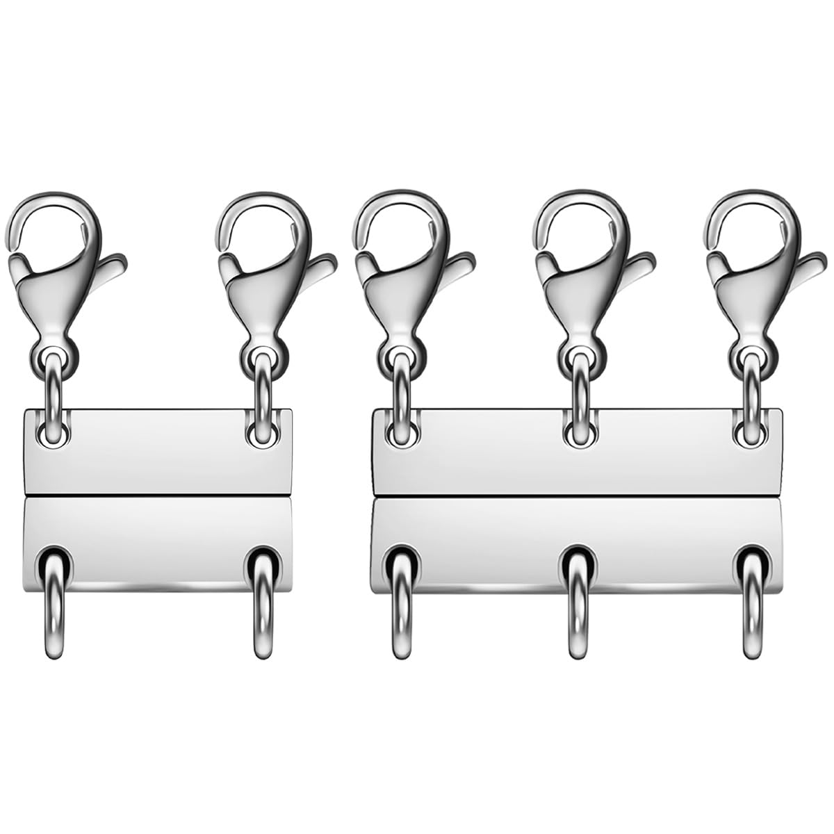 Layering Magnetic Necklace Clasps, Multiple Necklace Clasp,Necklace Clasps for Layered Look，Stainless Steel Chain Link Clasps for Necklaces and Bracelets, Silver, Gold (2silver 3silver A)