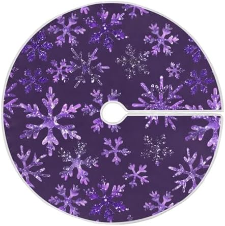 Christmas Purples Snowflakes Tree Skirt Seasonal Tree Mat Xmas Tree Base Cover Mat Home Holiday Party Indoor Outdoor Decorations Ornaments 35.4 Inches