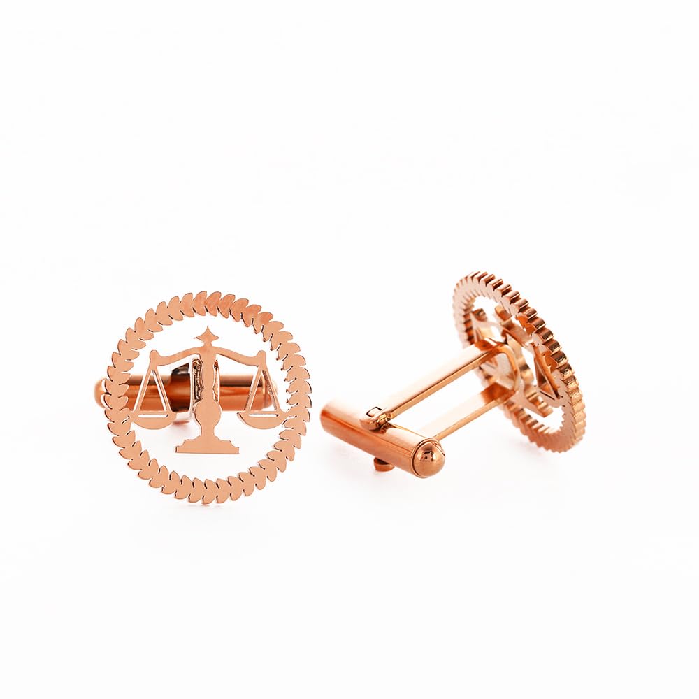Metal Balance Badges Suit Brooch Libra Scales Brooches For Men (rose gold cuff-link)