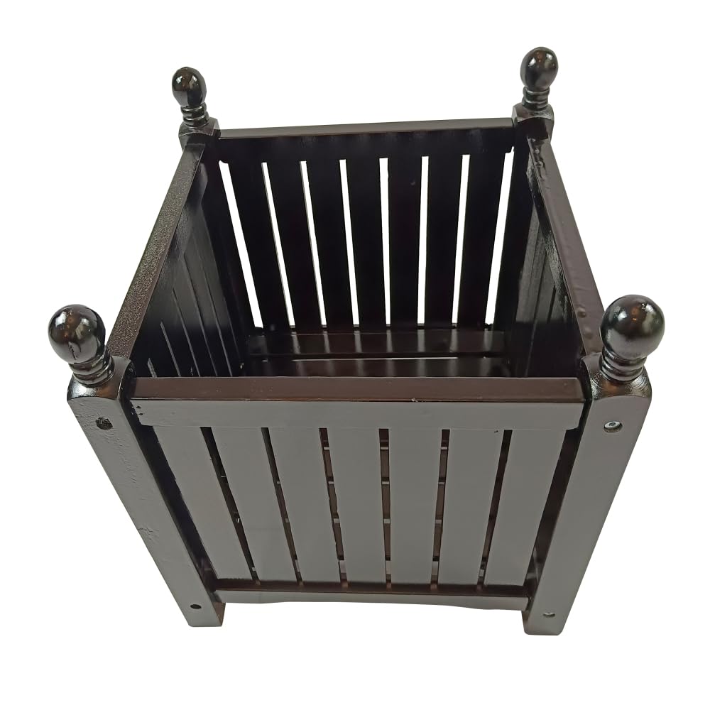 zzhugyin Wooden Outdoor Planter Box, Square Wood Herb Garden Pot for Patio, Deck, and Porch,Rustic Flower Container for Vegetables, Balcony, and Yard Decor (Black)