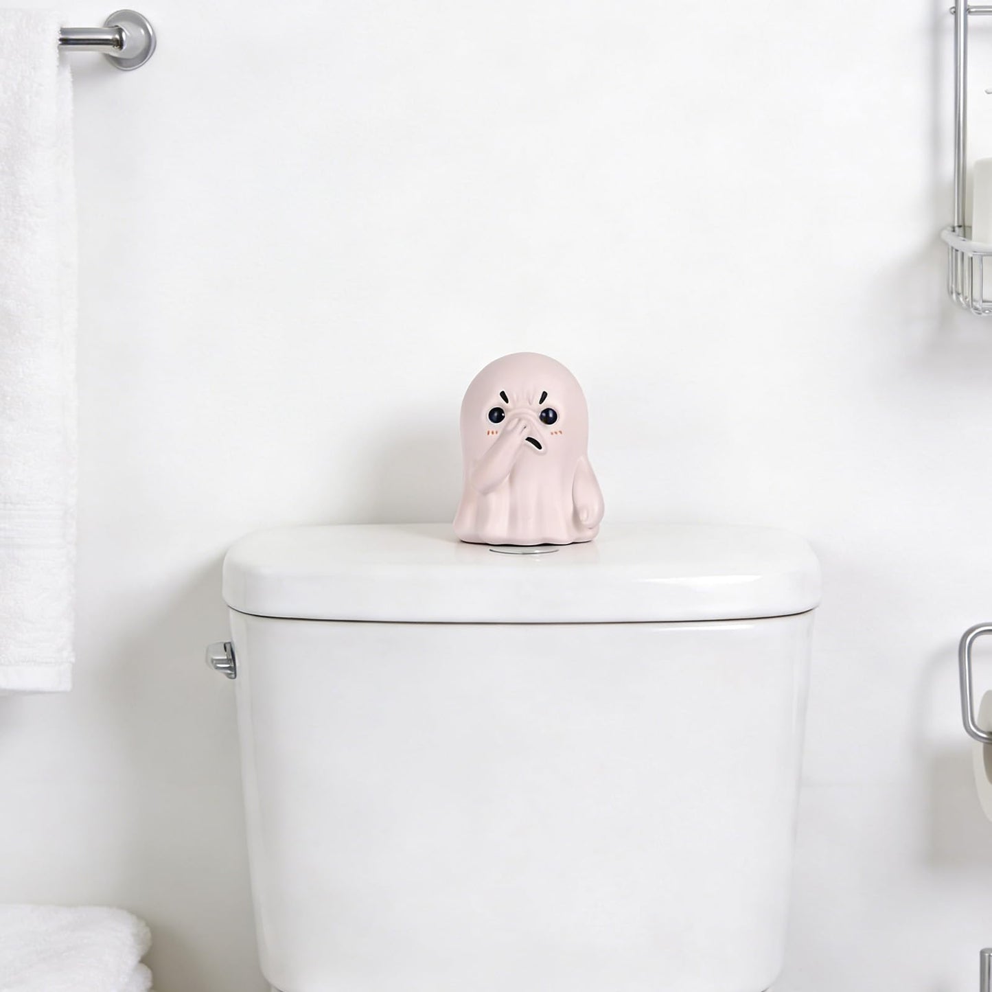 oliruim Holding Nose Ghost Cute Statue, Quirky Bathroom Shelf Decor, Funny Toilet Decor Knick Knack, Unique Creative Gift