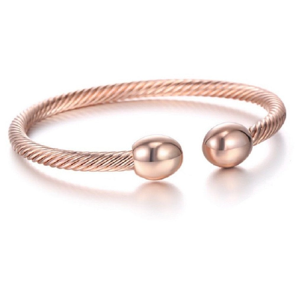 NewZenro Elegant Magnetic Bracelet Copper Magnets Bangle For Women Men Gifts for Father's Day (Rose Gold-Tone)