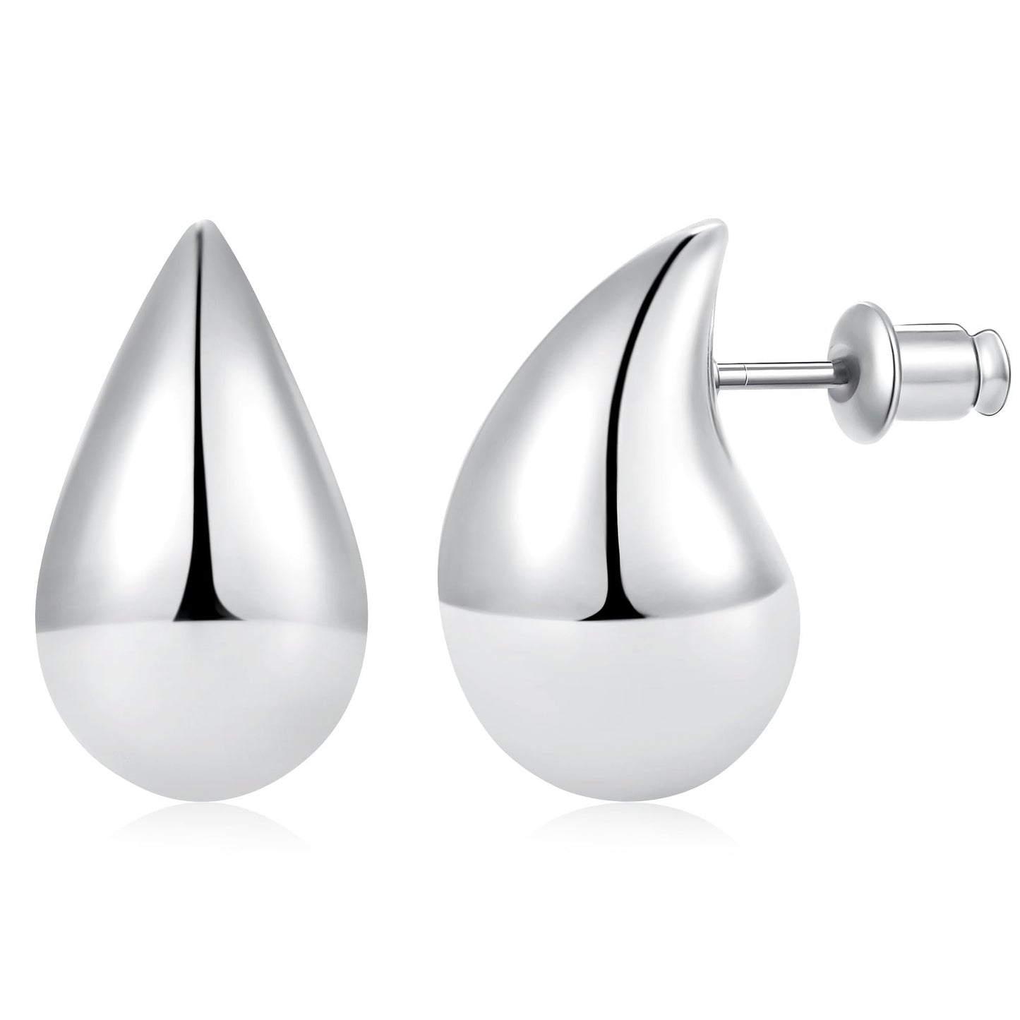 Gacimy Silver Tone Teardrop Earrings Dupes for Women, Chunky Drop Earrings for Women with 925 Sterling Silver Post, 0.7 Inches