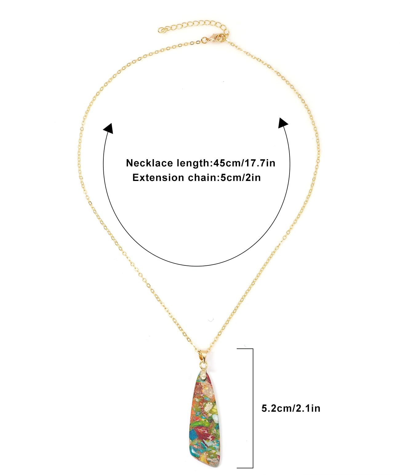 Wovanoo Nature Stone Necklaces for Women Boho Gemstone Pendant Necklace 18K Gold Chain Necklaces Colorful Gold