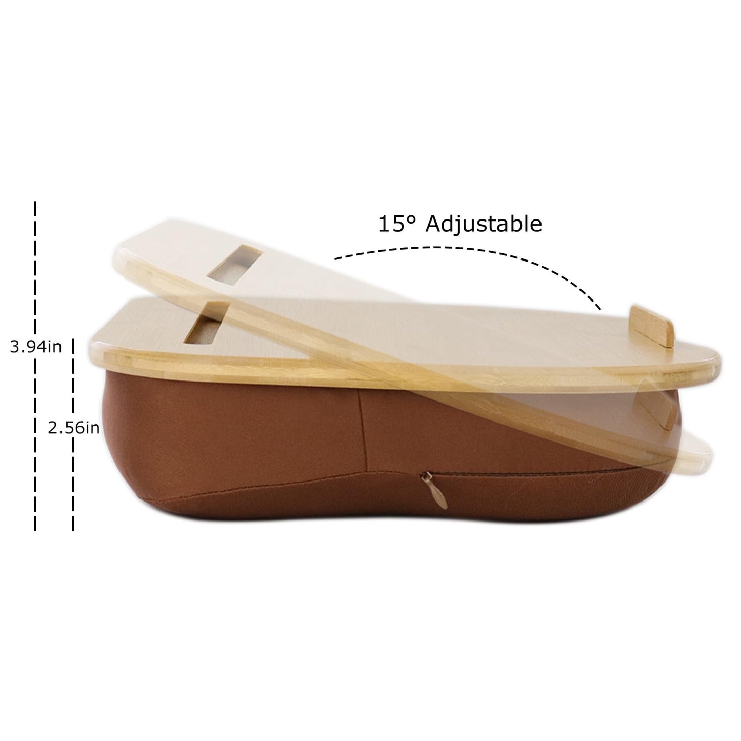 SANJIMO Lap Desk for Laptop with Cushion-Fits up to 15 inch, Bamboo Computer Laptop Stand with Phone Hoder, Anti-Slip Stopper