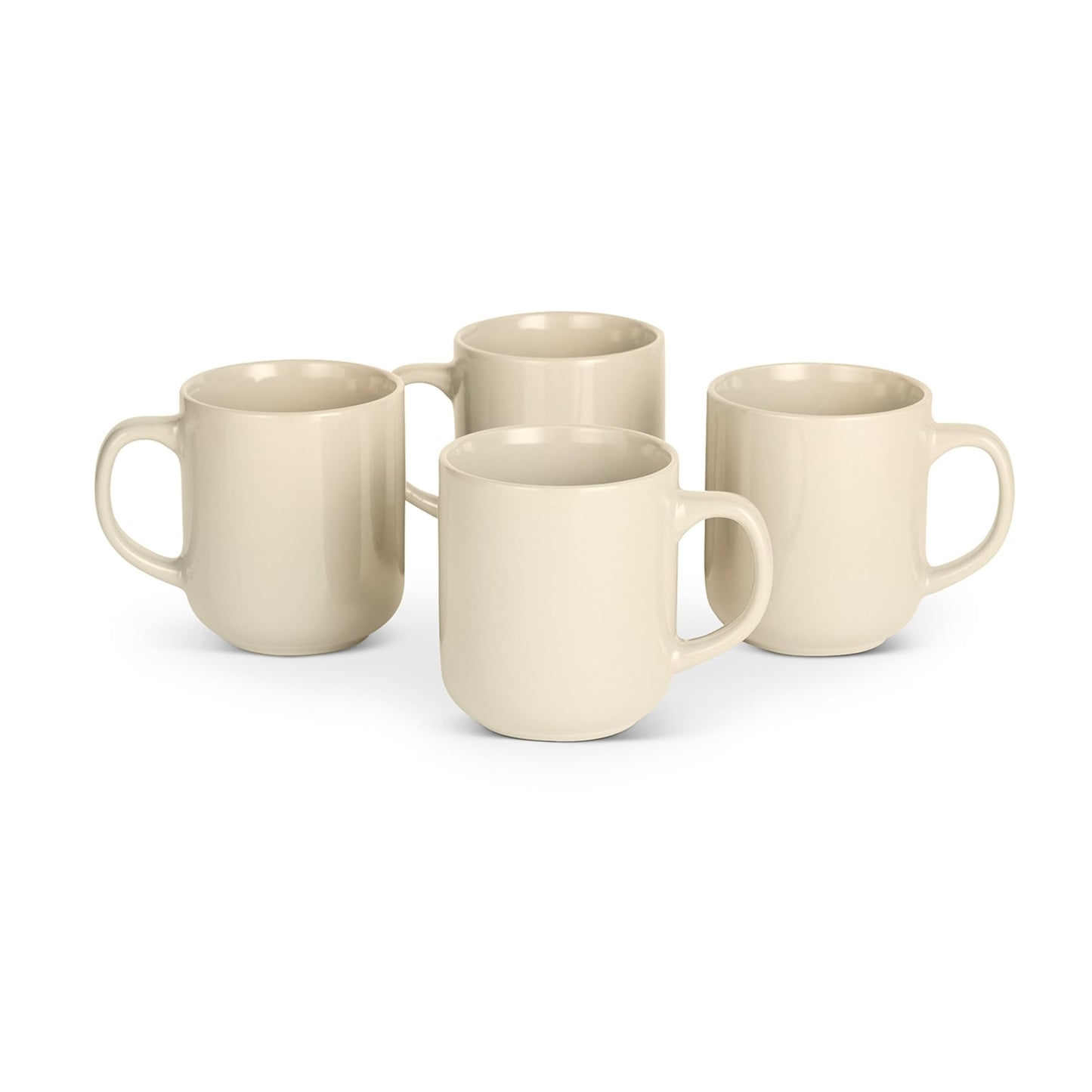 Amazon Basics Glazed Stoneware Coffee Mugs, Ceramic 4-Piece Set, 16 oz, Microwave and Dishwasher-Safe, Ivory