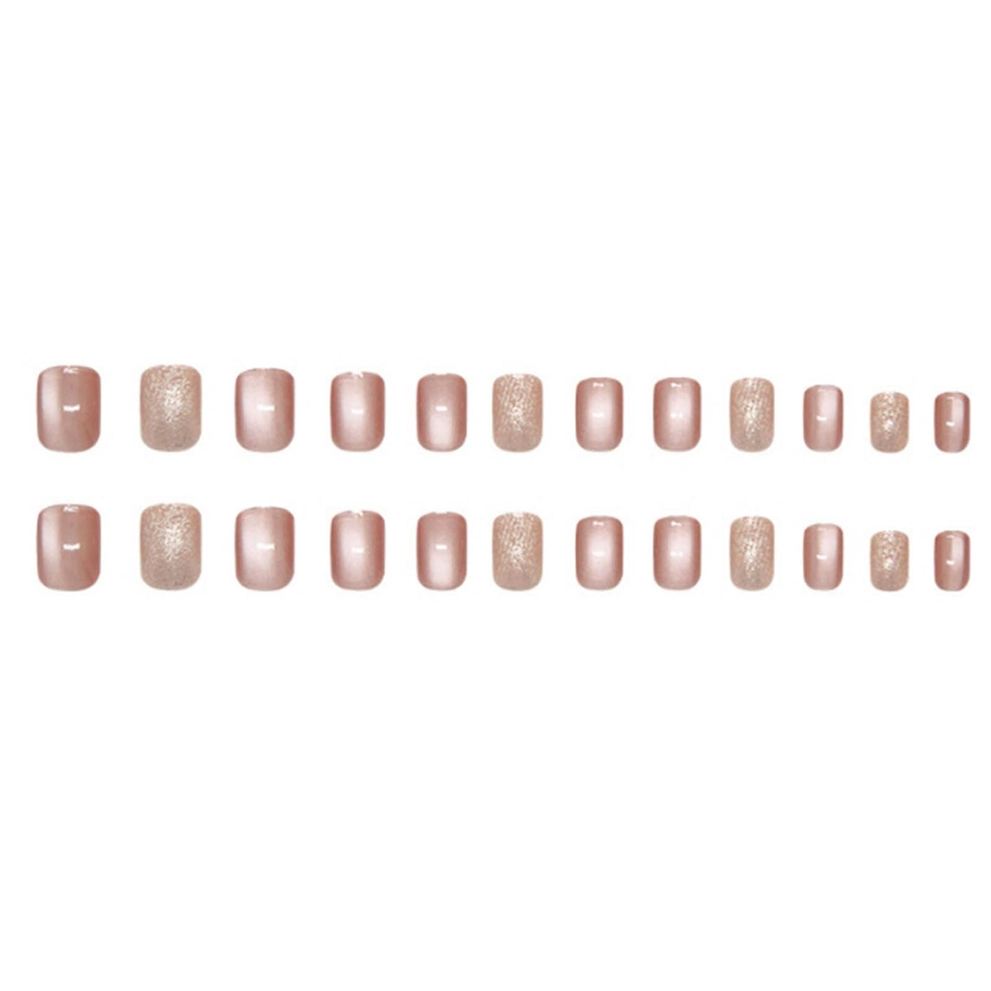 DANMANR Short Press on Nails Square French Fake Nails Full Cover Acrylic Bling False Nails for Women and Girls24PCS (Cat Eye)