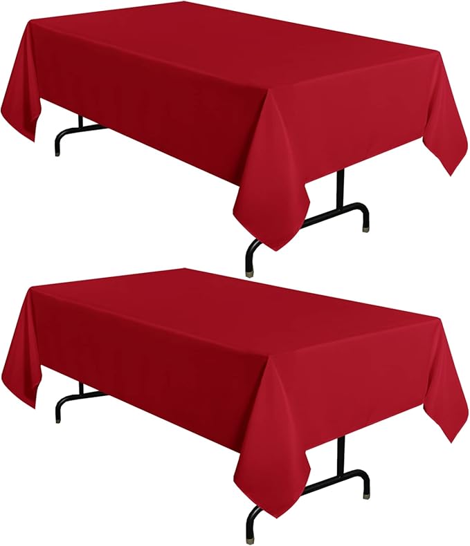 sancua 2 Pack Red Tablecloth 54 x 78 Inch, Rectangle 4 Feet Table Cloth - Stain and Wrinkle Resistant Washable Polyester Table Cover for Dining Tables, Buffet Parties and Camping