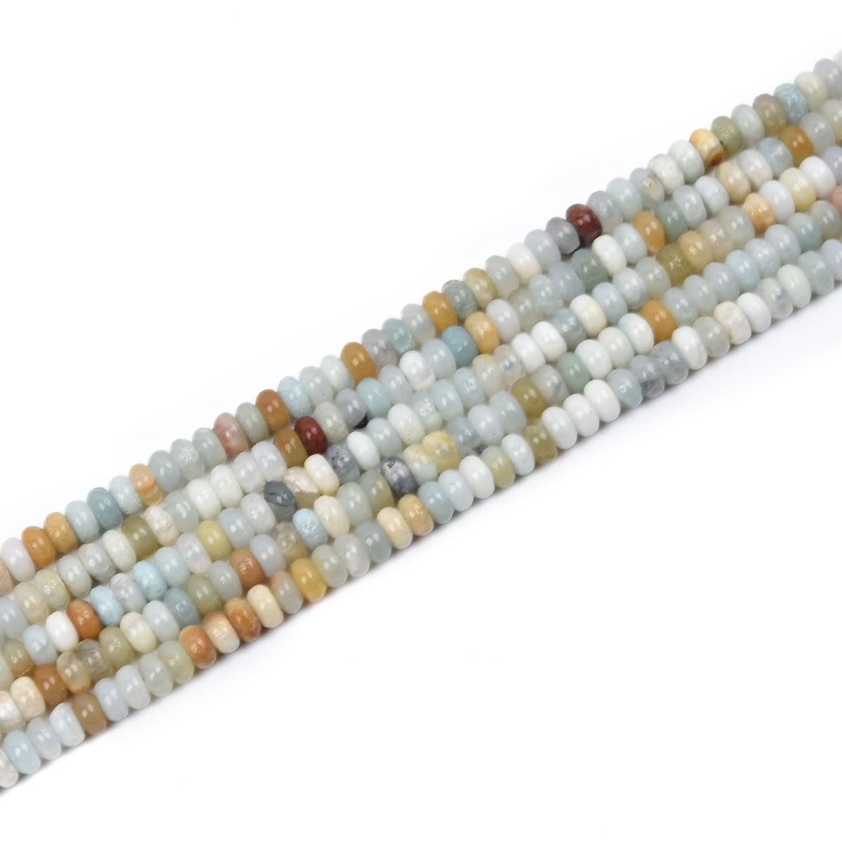 160pcs 4x2mm Natural Amazonite Disk Rondelle Spacer Stone Semi Precious Gemstone Loose Beads for Jewelry Making 15 Inch