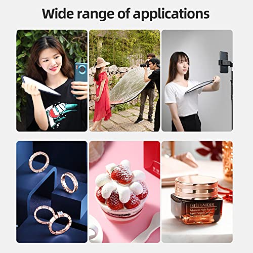 Light Reflector for Photography with Clip 24inch 5 in 1 Portable 60cm Round Collapsible Multi Disc Photography Studio Photo Camera Lighting Reflector Diffuser - size: open size: 60cm/24inch