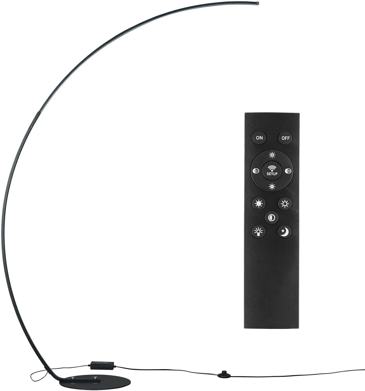 NUÜR Arc Floor Lamp, 67" Tall Black Gold LED Modern Standing Floor Lamp with Remote Control, Arched Bright Floor Lamps for Living Room Bedroom Office Home (Black)