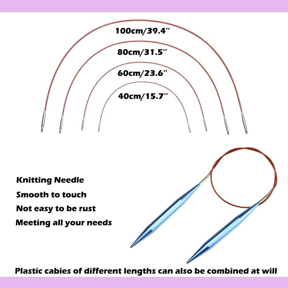 Yarniss 13 Pair Circular Knitting Needle Set 3.0~10.0mm, Interchangeable Aluminum Knitting Needles with Case