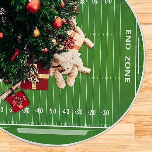 American Football Field Christmas Tree Skirt Home Festive Holiday Halloween Decoration Large Round Tree Skirt 35.4 Inches