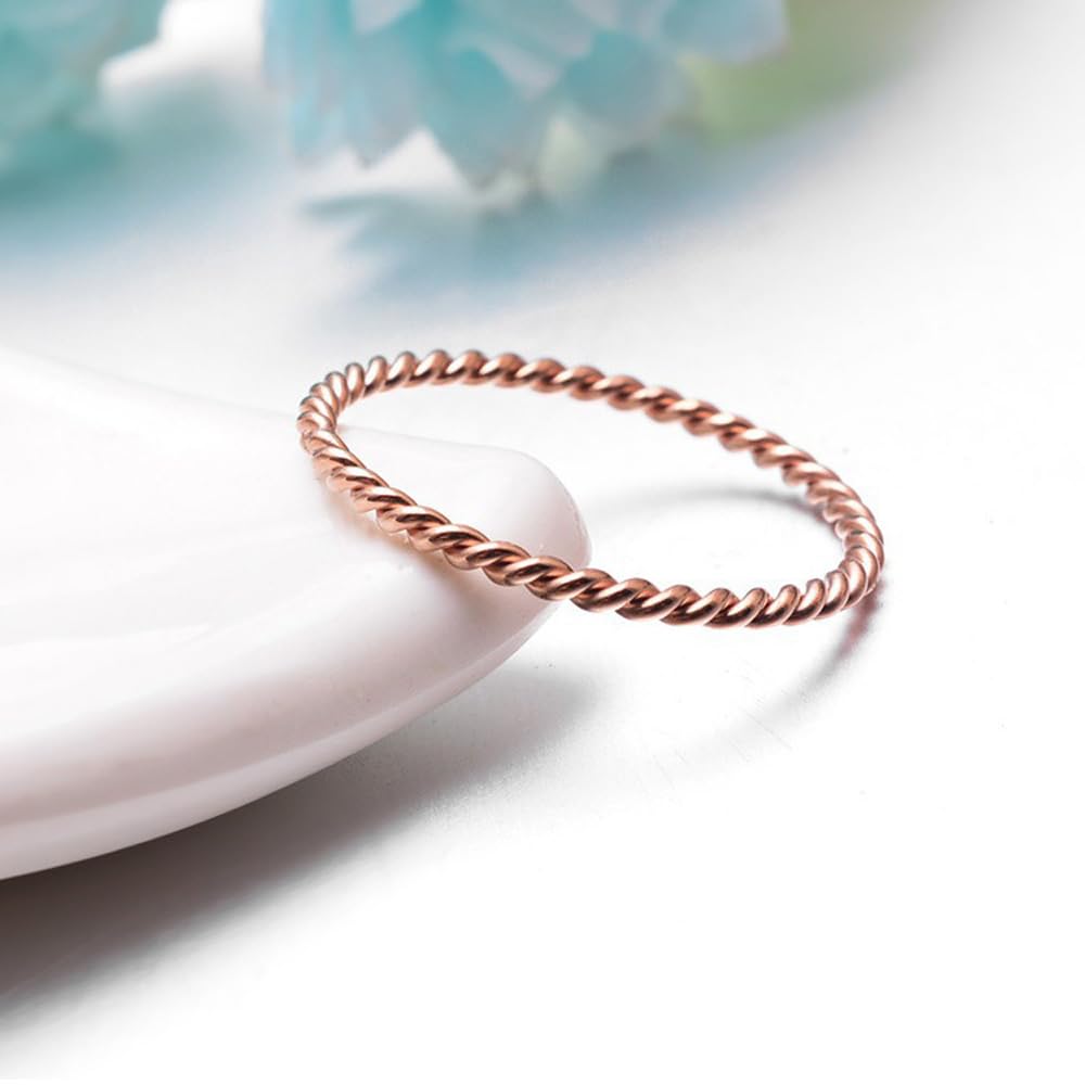 LIU JUN Copper Tensor Ring For Women, Pure Copper Tensor Solid Twisted Handmade Health Rings Set For Women Men Fashion Energy Jewelry Gifts (pure copper, 8)
