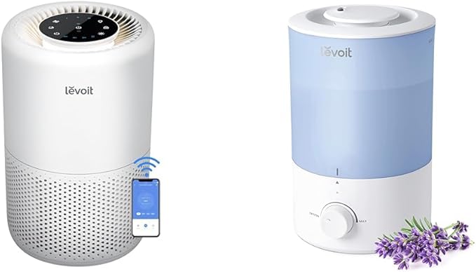 LEVOIT Air Purifier and Humidifier Bundle for Bedroom, Smart WiFi Alexa Control Air Purifier Covers 916 Sq.Ft, Humidifier Provides 25 Hours Moisture