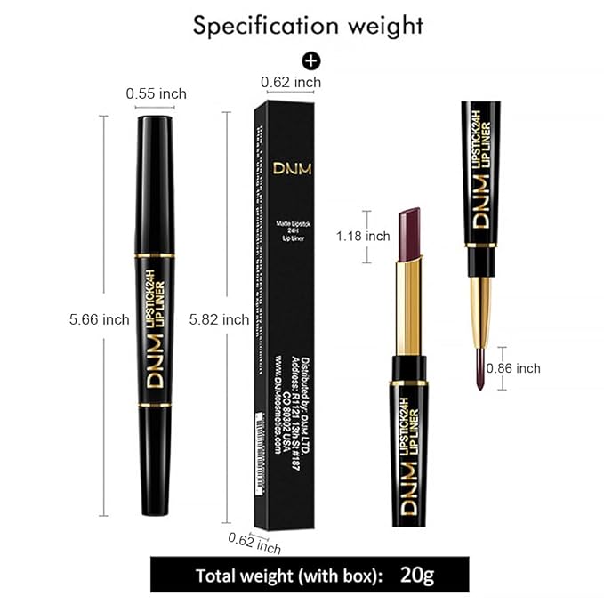 evpct 1Pcs Nude Beige Brown Matte Lip Liner and Lipstick Set Kit for Women, 24 Hour Waterproof, Dual-Ended Lipstick and Lip Liner Combo