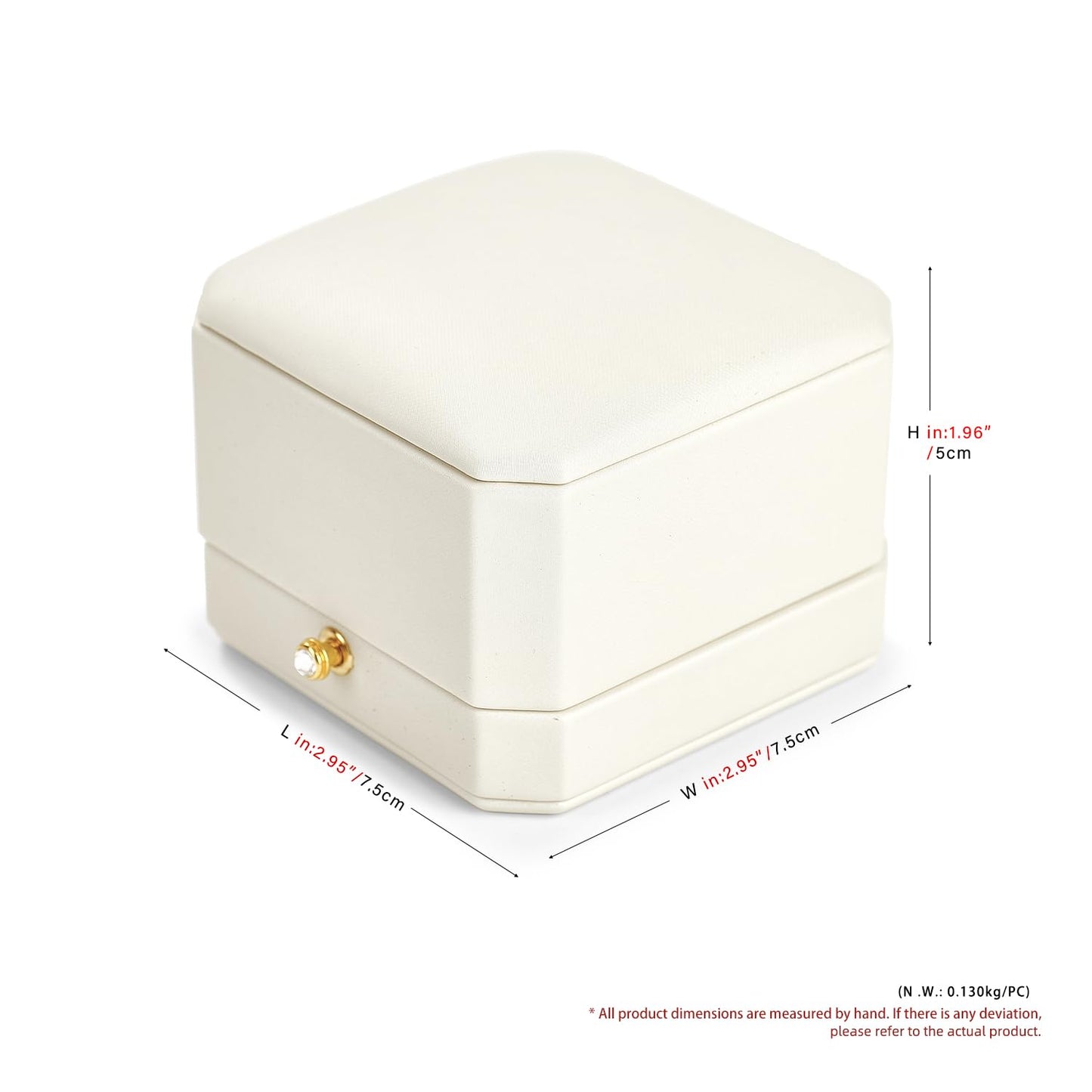 Oirlv Premium Leather Double Ring Box for Wedding Ceremony Engagement Ring Bearer Couple Jewelry Gift Box(White,Double)