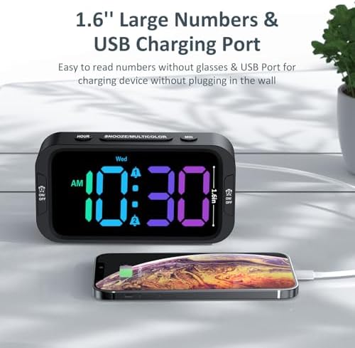 Odokee Digital Dual Alarm Clock for Bedroom with 0-100% Dimmable Display | RGB Electric Alarm Clock for Kids with Weekday/Weekend Mode - Loud Alarm for Heavy Sleepers with 5 Sounds Adjustable Volume